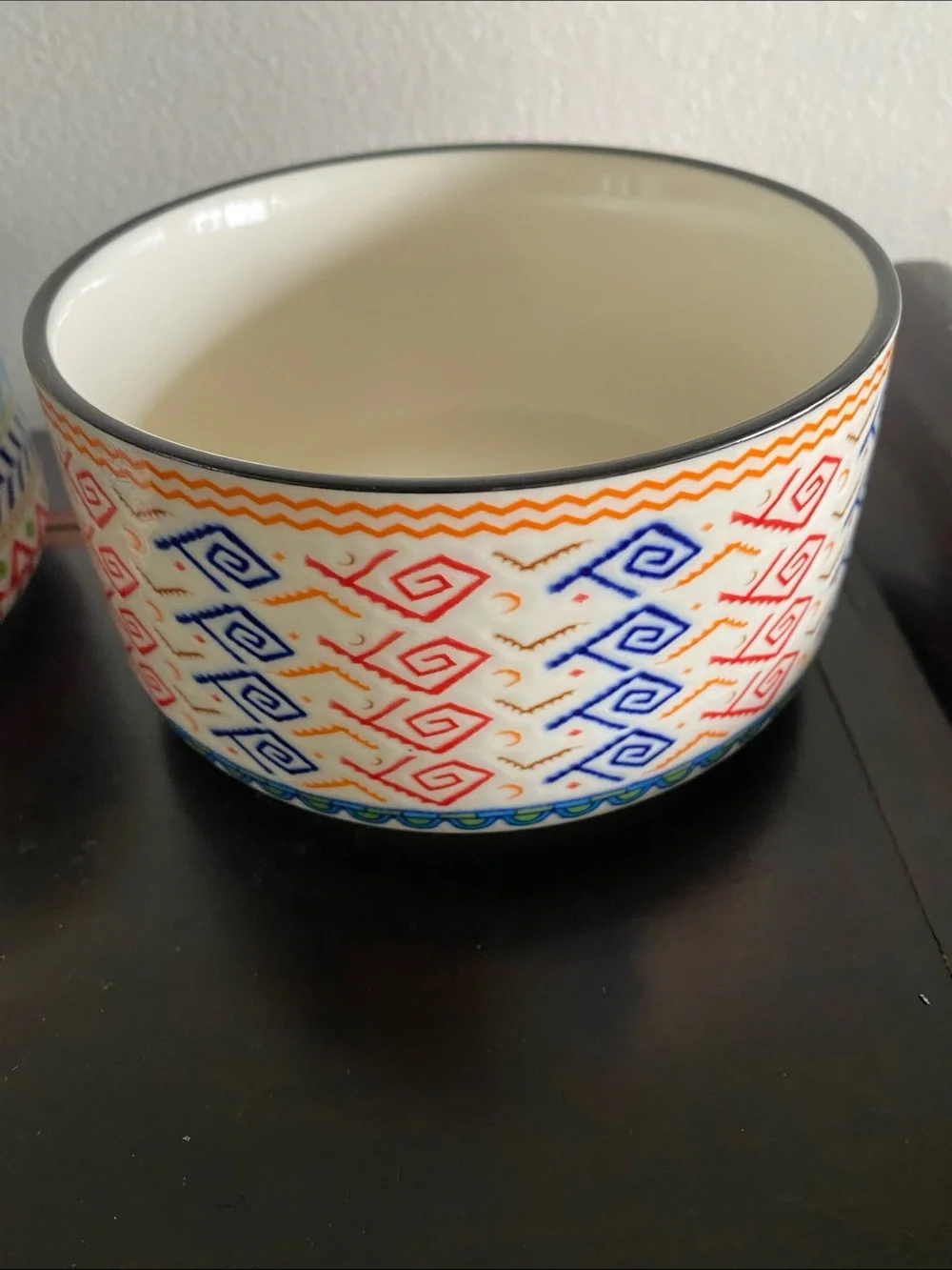 Colorful Geometric Ceramic Bowls - Set of 2
